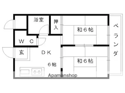 パレス稲荷(2DK/2階)の間取り写真