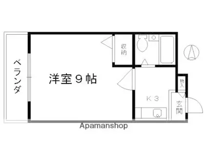 エルフ上夷(1K/3階)の間取り写真