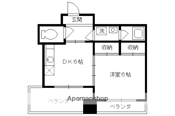 下京区観喜寺町マンション(1DK/7階)の間取り写真