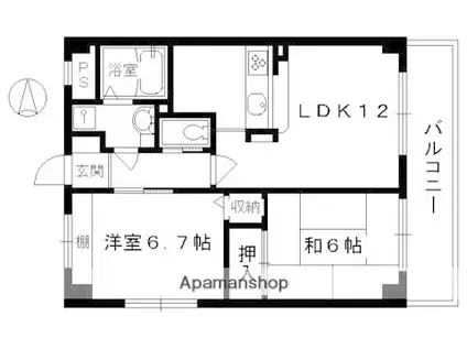 アビエンテ大藪(2LDK/3階)の間取り写真