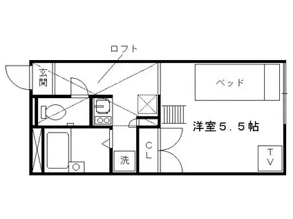 レオパレスプリオール東山(1K/2階)の間取り写真