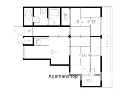 ウッドベルハイム(2DK/2階)の間取り写真