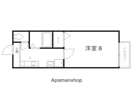 メリーデエース(1K/2階)の間取り写真