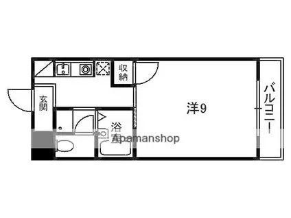 ジュネス京田辺(1K/1階)の間取り写真