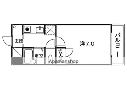 スカイハイツ三山木(1K/4階)の間取り写真