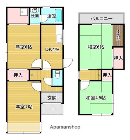 片町線 京田辺駅 徒歩9分 2階建 築48年(4DK)の間取り写真