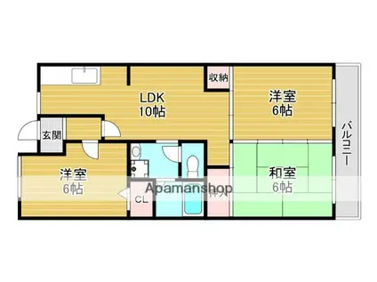 グリーンサム壱番館(3LDK/2階)の間取り写真