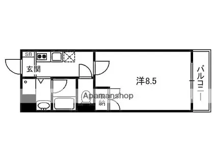 プレステージ参番館(1K/4階)の間取り写真