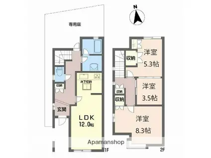 朝日メゾネットB(3LDK)の間取り写真