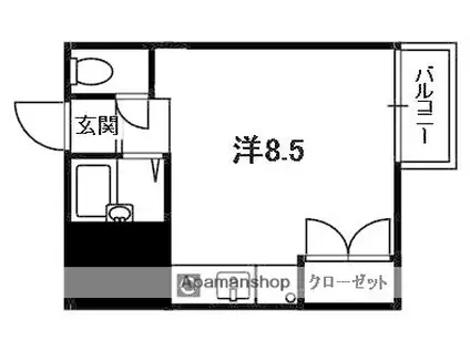 近鉄京都線 新田辺駅 徒歩3分 3階建 築32年(ワンルーム/3階)の間取り写真