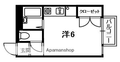 近鉄京都線 新田辺駅 徒歩3分 3階建 築32年(ワンルーム/2階)の間取り写真