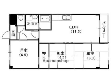 コートフラッツタナベ2号棟(3LDK/3階)の間取り写真