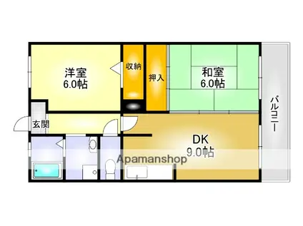 グリーンサム弐番館(2DK/3階)の間取り写真