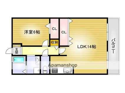 グリーンサム弐番館(1LDK/2階)の間取り写真
