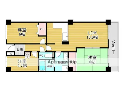 ディック・ベル(3LDK/1階)の間取り写真