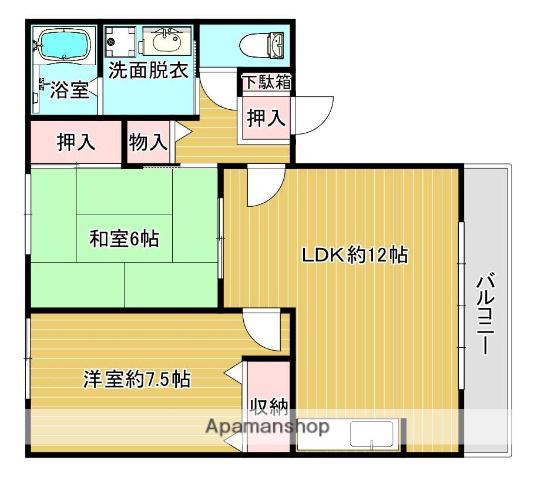オカジマライフステージⅠ(2LDK/1階)の間取り写真