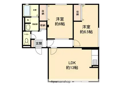 オカジマライフステージⅠ(2LDK/1階)の間取り写真