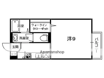 ルミエールⅡ(1K/1階)の間取り写真