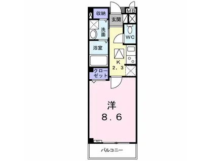 フレッシュリーⅠ(1K/1階)の間取り写真