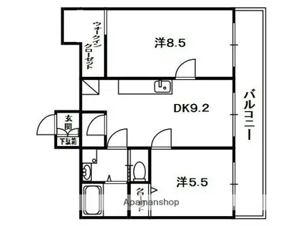 GRACE弐番館(2LDK/2階)の間取り写真