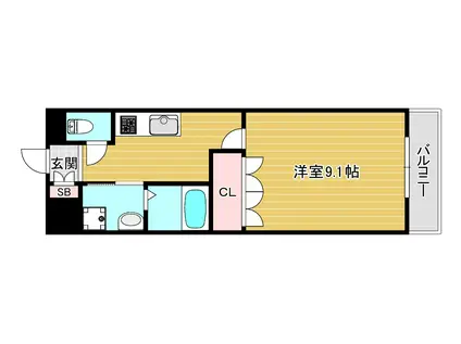 サンパレス(1K/3階)の間取り写真