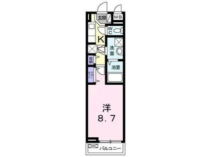 ラウレア宇治(1K/1階)の間取り写真