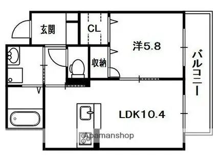 シャーメゾン玉水(1LDK/2階)の間取り写真