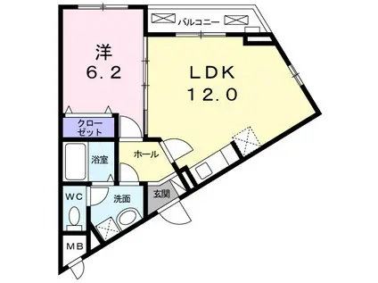 アロッジオ指月(1LDK/2階)の間取り写真
