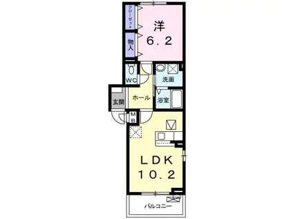 リアシード(1LDK/1階)の間取り写真