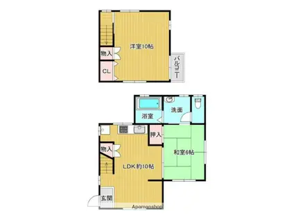 片町線 京田辺駅 徒歩15分 2階建 築42年(2LDK)の間取り写真