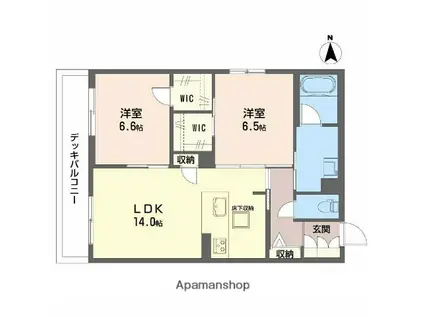 シャーメゾンM-SIX(2LDK/1階)の間取り写真