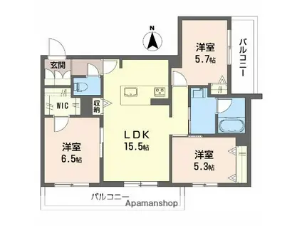 シャーメゾンM-SIX(3LDK/3階)の間取り写真