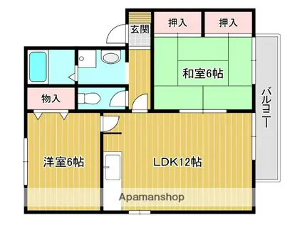 ハイカムール庭井(2LDK/2階)の間取り写真