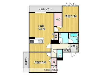 ミラーエステート イーストビル(2LDK/3階)の間取り写真