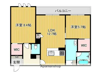 ミラーエステート イーストビル(2LDK/2階)の間取り写真