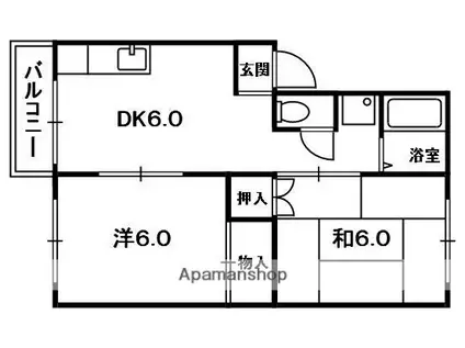 ハイツ平成(2DK/2階)の間取り写真
