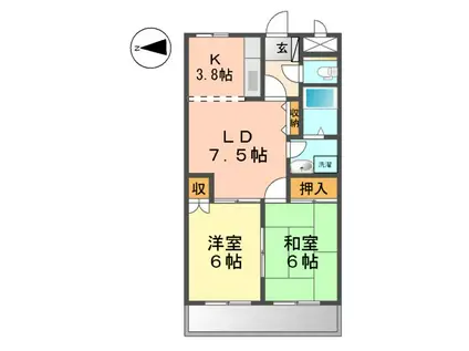 カサファミリア(2LDK/2階)の間取り写真
