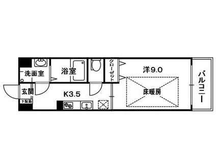フルーア ケイ(1K/4階)の間取り写真