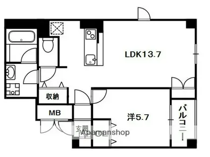 ラ・ベルヴィ(1LDK/2階)の間取り写真