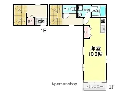 城陽市寺田中大小94(ワンルーム/2階)の間取り写真