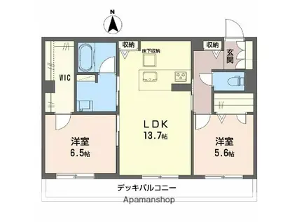シャーメゾンM-SIX(2LDK/1階)の間取り写真