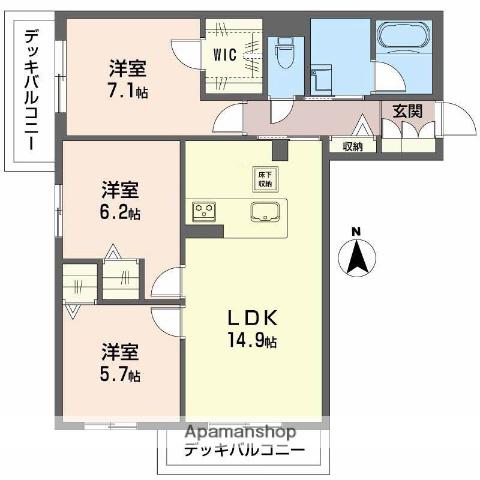 シャーメゾンM-SIX(3LDK/1階)の間取り写真