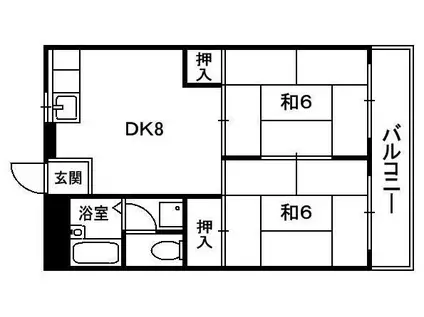 マンション城西(2LDK/2階)の間取り写真