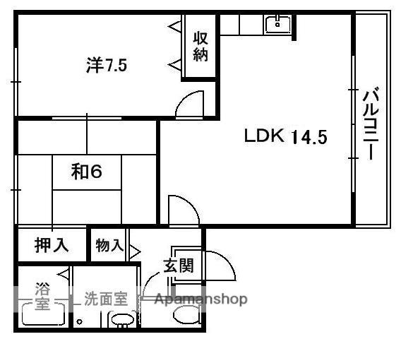 オカジマライフステージⅠ(2LDK/2階)の間取り写真