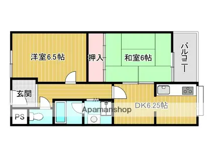 ヴァンドーム桂(2DK/1階)の間取り写真