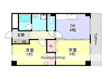 エスポワールみち(2DK/2階)の間取り写真