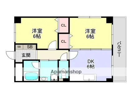 エスポワールみち(2DK/3階)の間取り写真