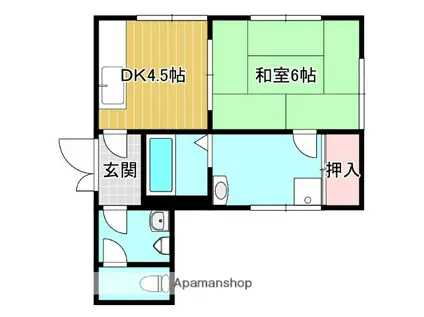 青木ビル(1DK/2階)の間取り写真