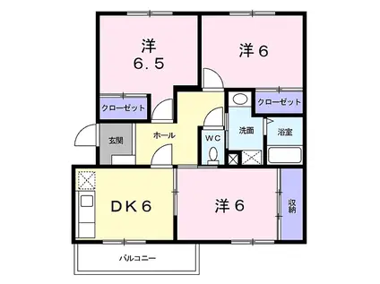 シャトーペガサス(3DK/2階)の間取り写真