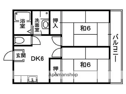 ハイツ林ノ口(2DK/2階)の間取り写真